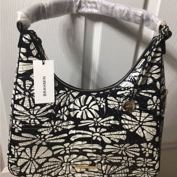 Brahmin Leather Daisy Batik Black /White Elegant Shoulder Bag. 
NEW WITH TAGS - Picture 10 of 10
